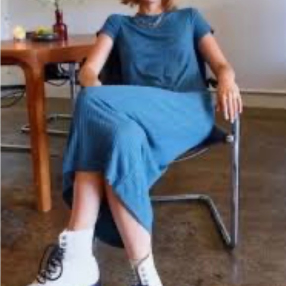 Free People Simone Jenner Ribbed Tee Maxi Dress in Dark Teal NWT XL - Picture 9 of 14